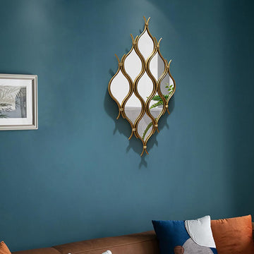 Modern Irregular Geometric Gold Metal Abstract Wall Mirror